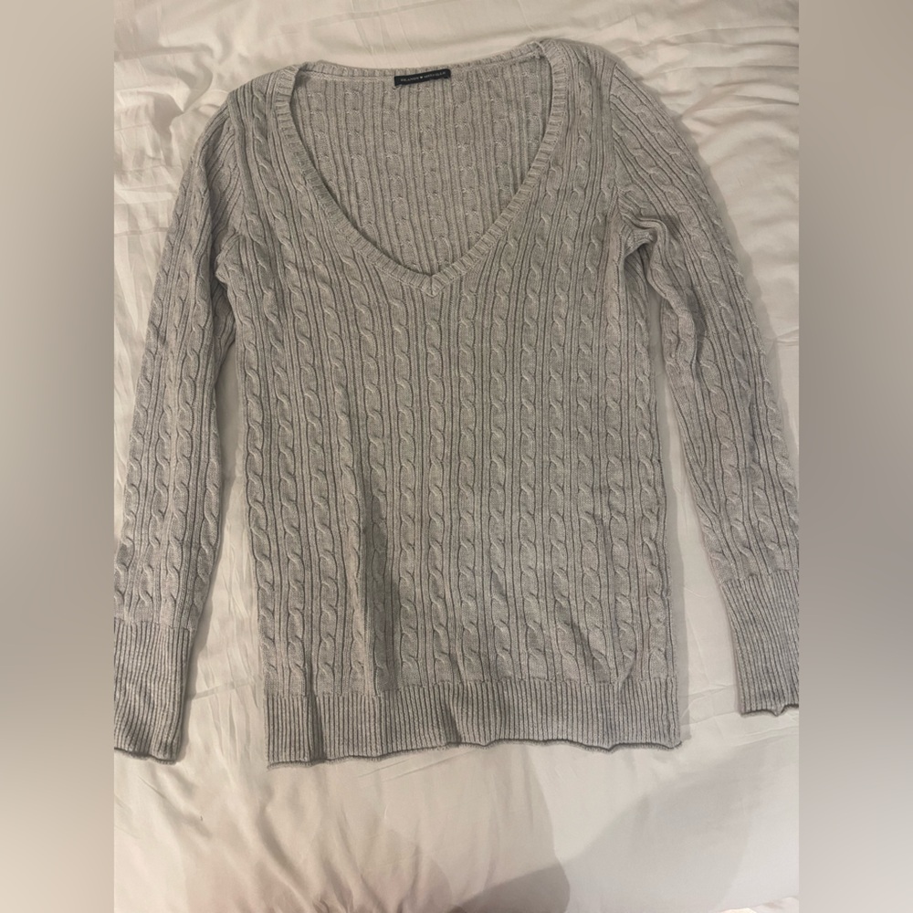 Brandy Melville Light Gray Off-the-Shoulder Sweater